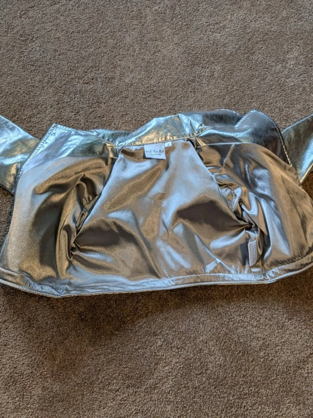 Short silver jacket coat with pockets size 5